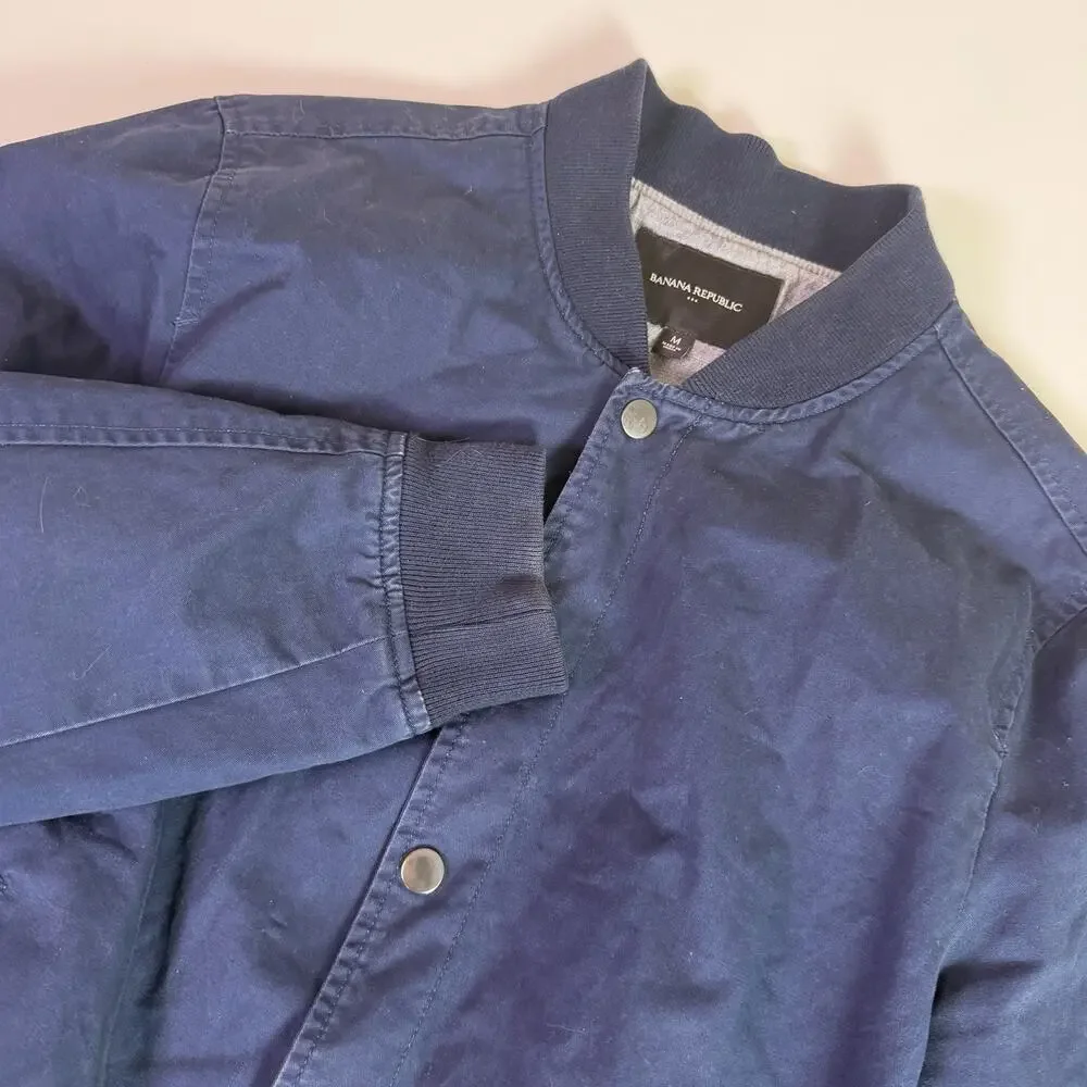Banana Republic Bomber Jacket Men's M Blue Snap Front Minimalist Casual Flight